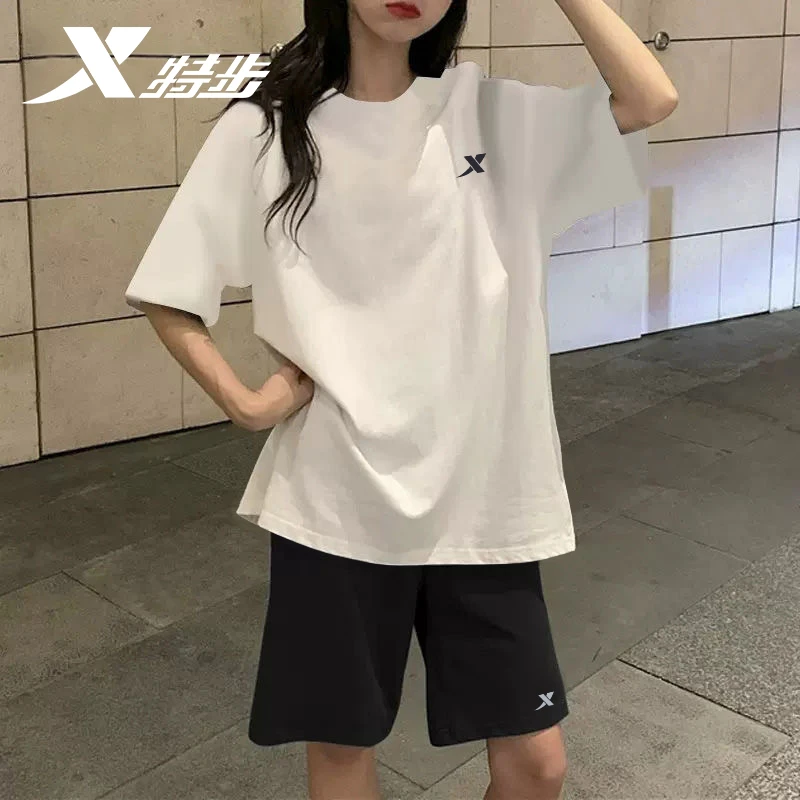 特步运动套装女夏季速干凉感宽松健身跑步服官方正品短袖两件套女