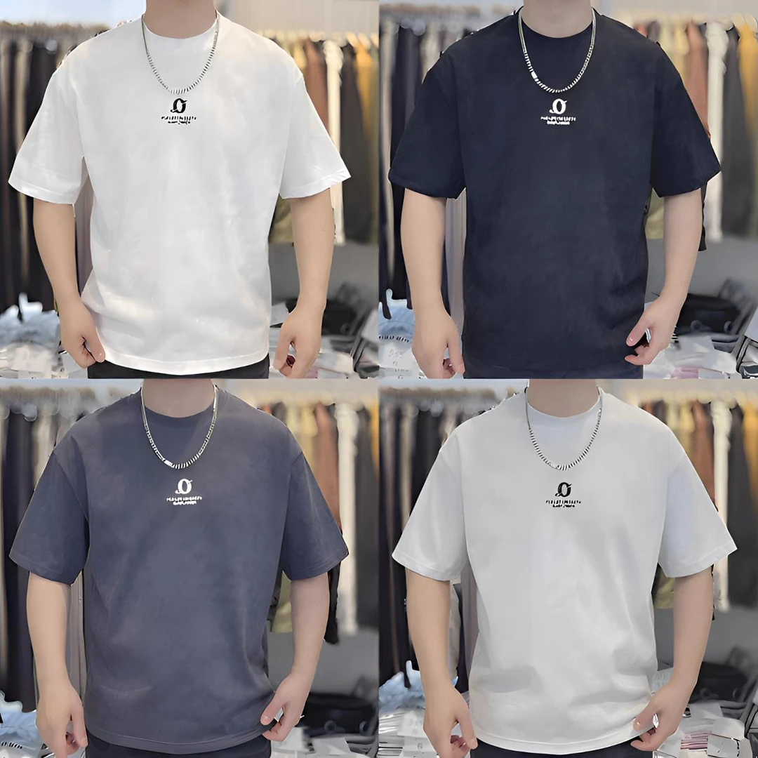 （海浪扎染艺术衫）夏季刺绣字母百搭舒适宽松休闲圆领短袖W723