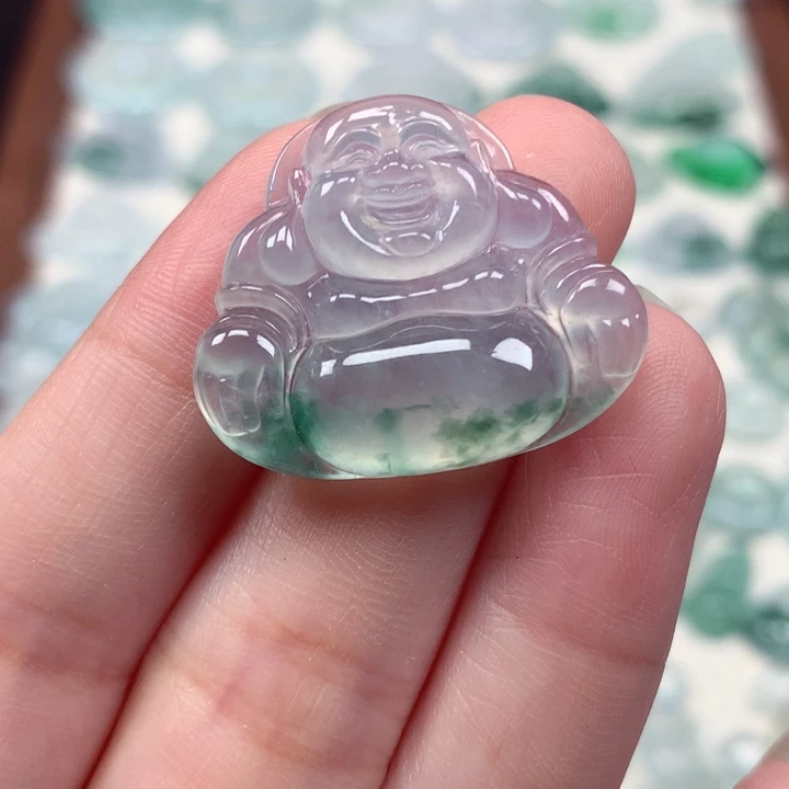 翡翠未镶嵌颈饰冰种飘花佛公