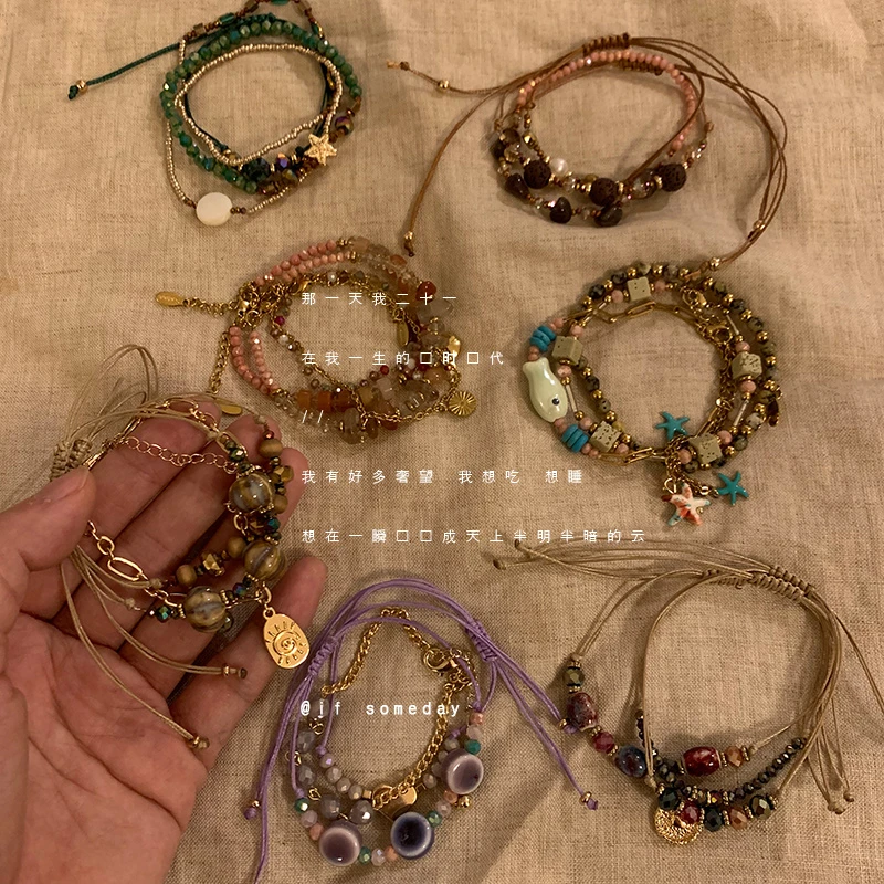 合金莫桑石手链 多层叠戴小众百搭设计感简约精致手链11010