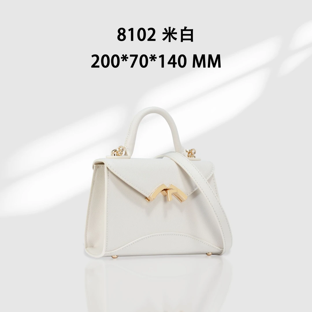 【芝麻集】GQ-8102-米白休闲百搭女士小众简约单肩女包