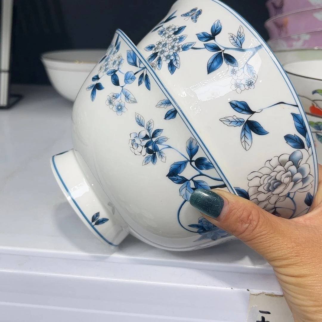 瓷片高脚六寸面碗两个微瑕