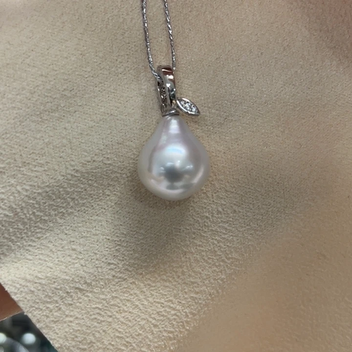 吊坠(不含链)银S925镶嵌海水珍珠11-12mm47号