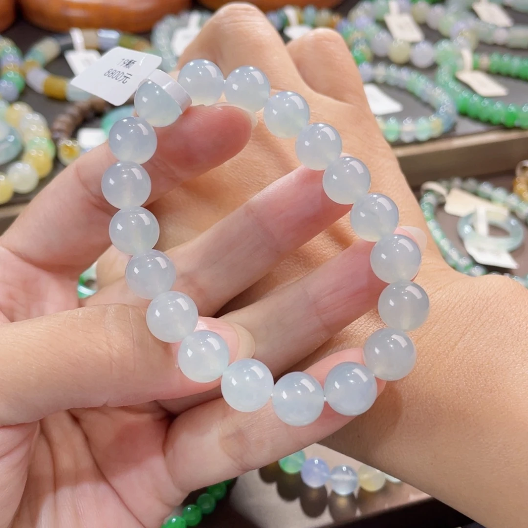 未镶嵌手链翡翠果冻胶淡蓝底卡10