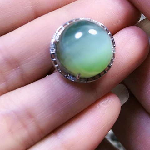 和田玉银S925镶嵌戒指