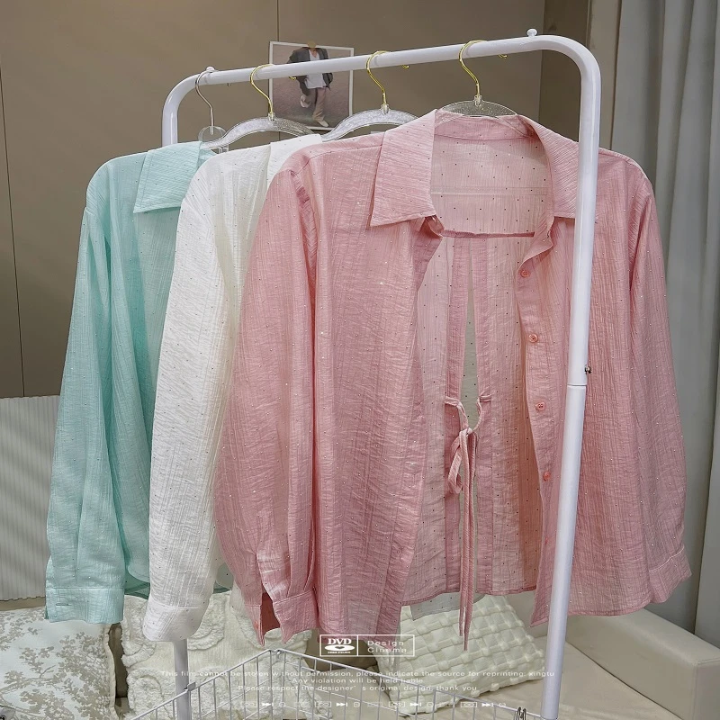 【苹果现货清清】PTZ111107夏季新款设计感长袖防晒女宽松衬衫