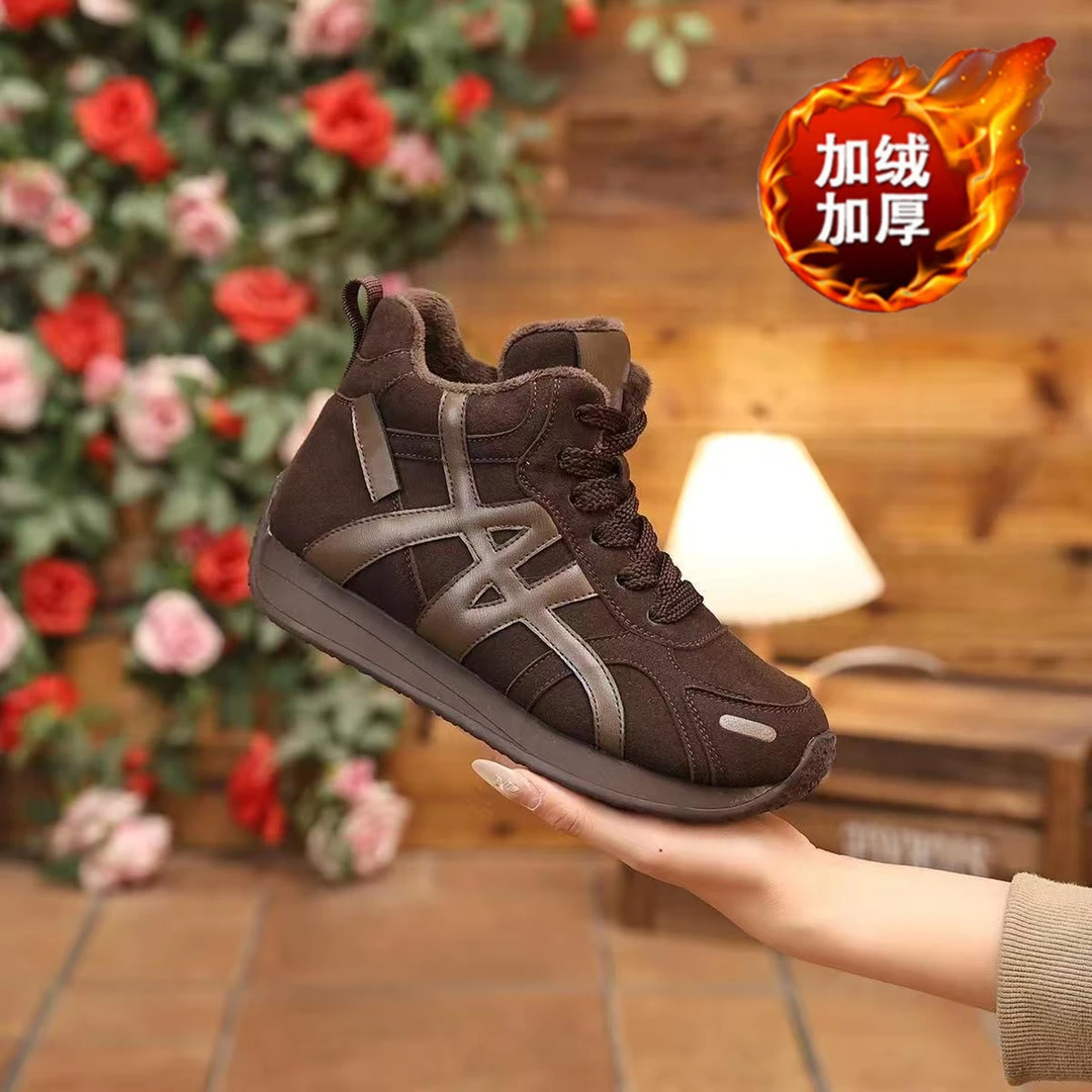 冬季女鞋加绒高帮棉鞋女韩版百搭平底防滑加厚保暖短靴运动M1002