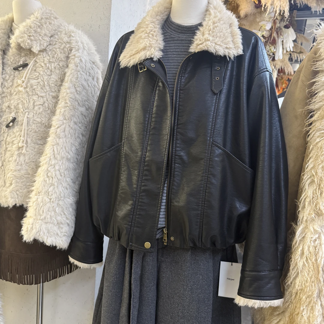 原版韩货原版翻领羊羔绒皮衣外套8198