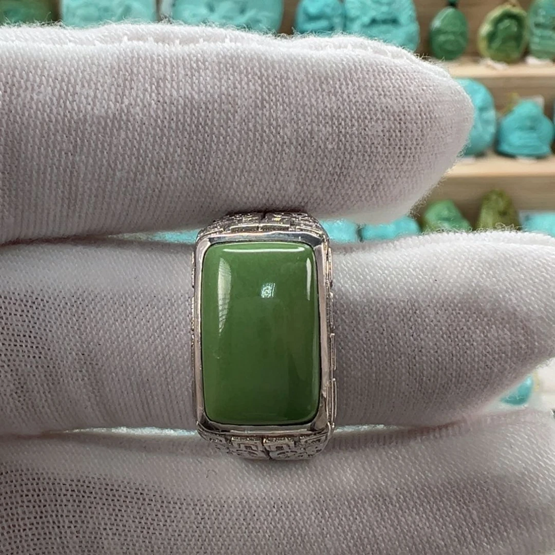 银S925镶嵌绿松石配饰8.5*13.6