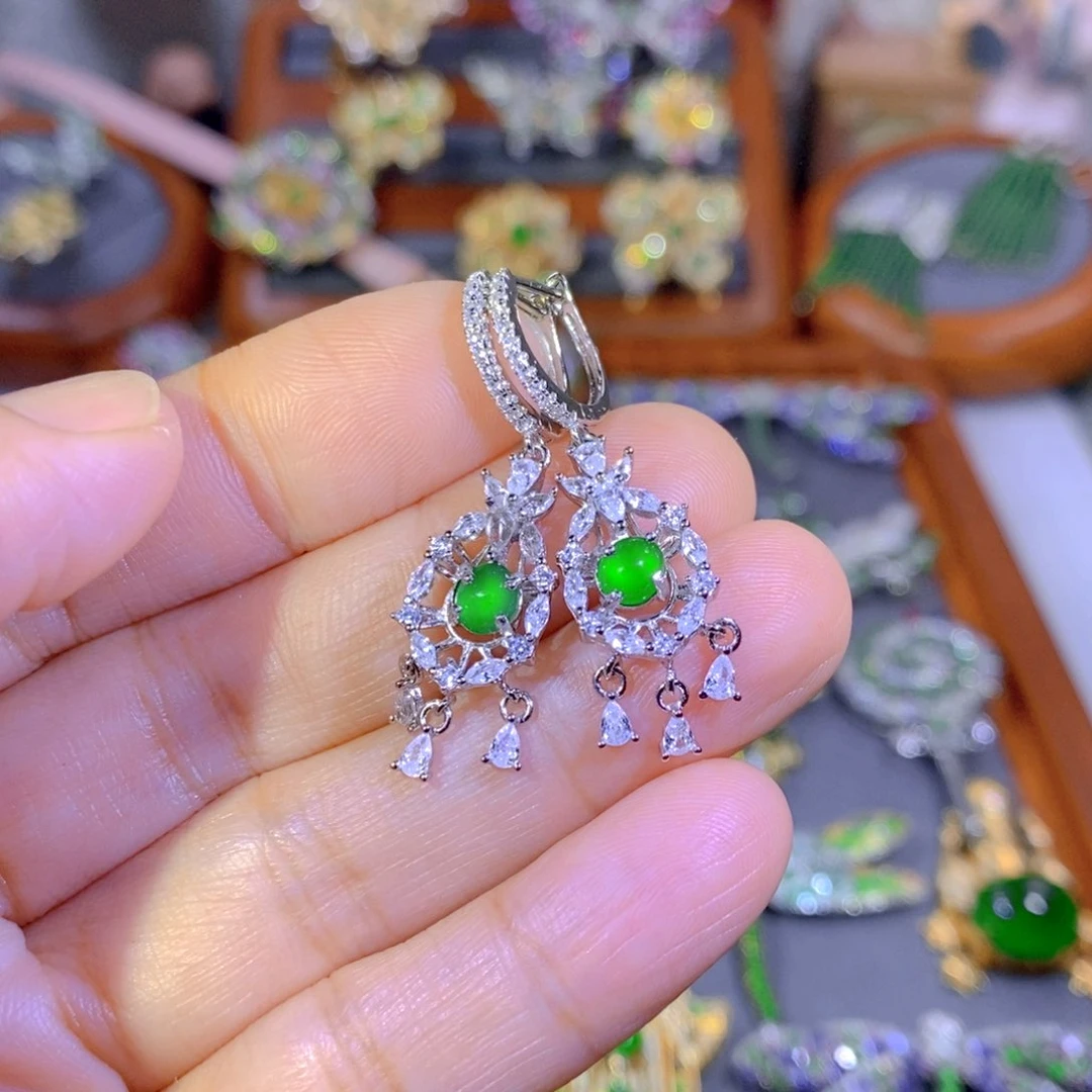 颈饰银S925镶嵌翡翠