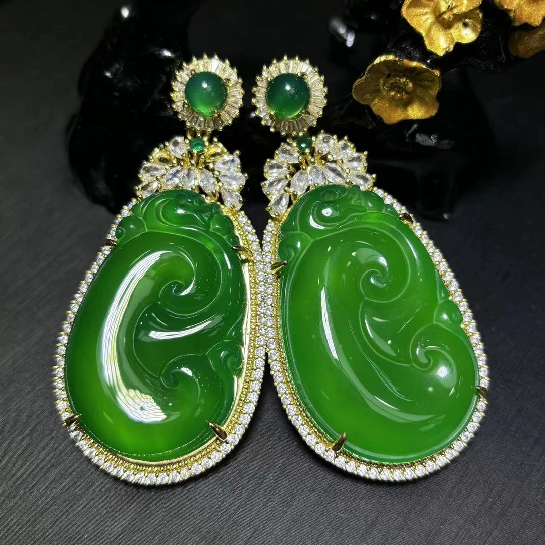 ST1695-青翠冰芙蓉玛瑙绿如意吊坠-配麻花链-多样性发其一