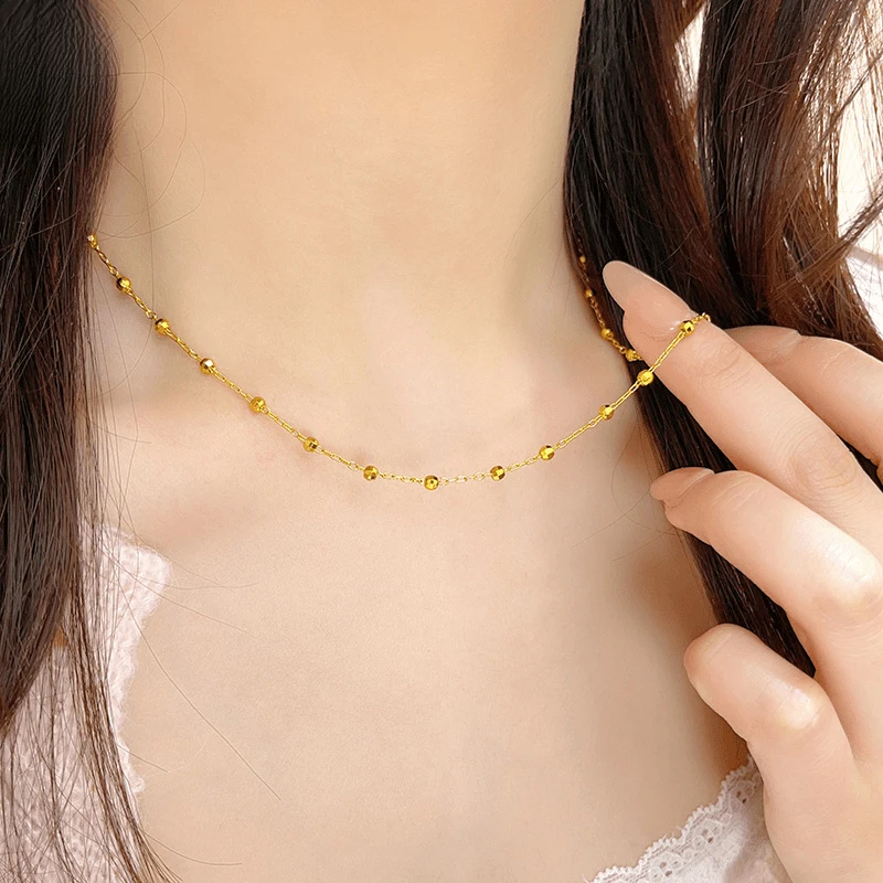 爆闪亮面细满天星项链蹦迪珠转运珠锁骨链百搭45厘米