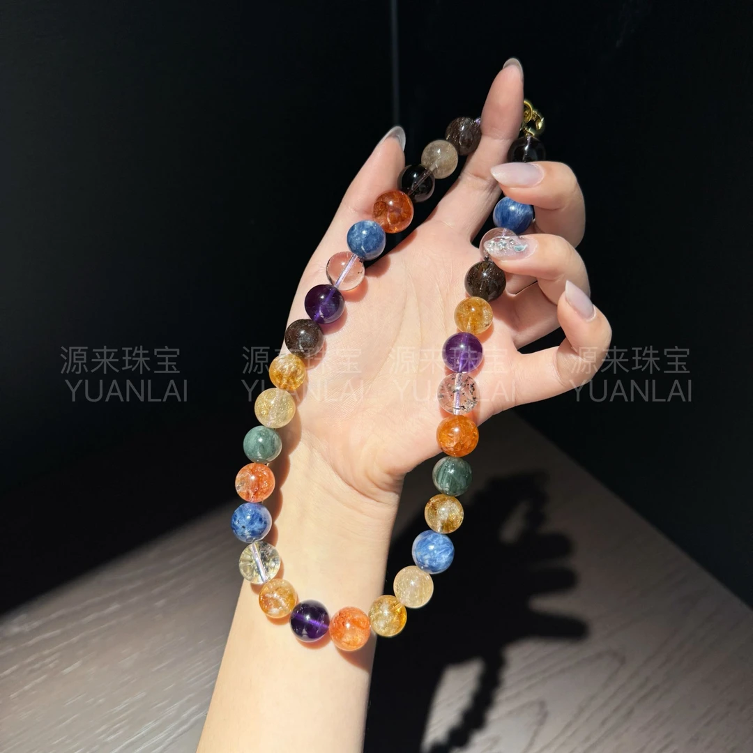 *星河漫语*天然紫水黄塔晶胶花茶水项链F
