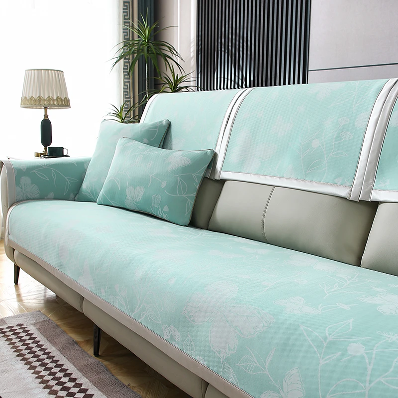 夏季冰丝沙发垫轻奢高端冷感沙发套罩凉席凉垫夏天款坐垫定制冰蝶