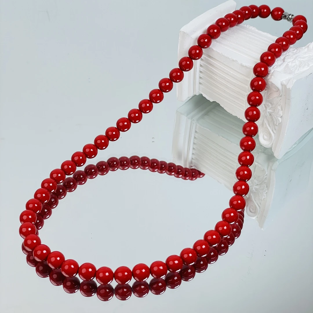 含辰砂工艺品【090 砂砂珠链】含辰砂8mm项链面小仙多样性发其一