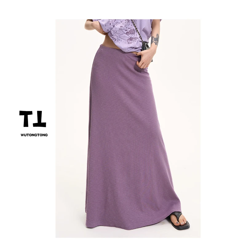 现货【移动城堡】夏季宽松长款半身裙女过膝A字裙62354