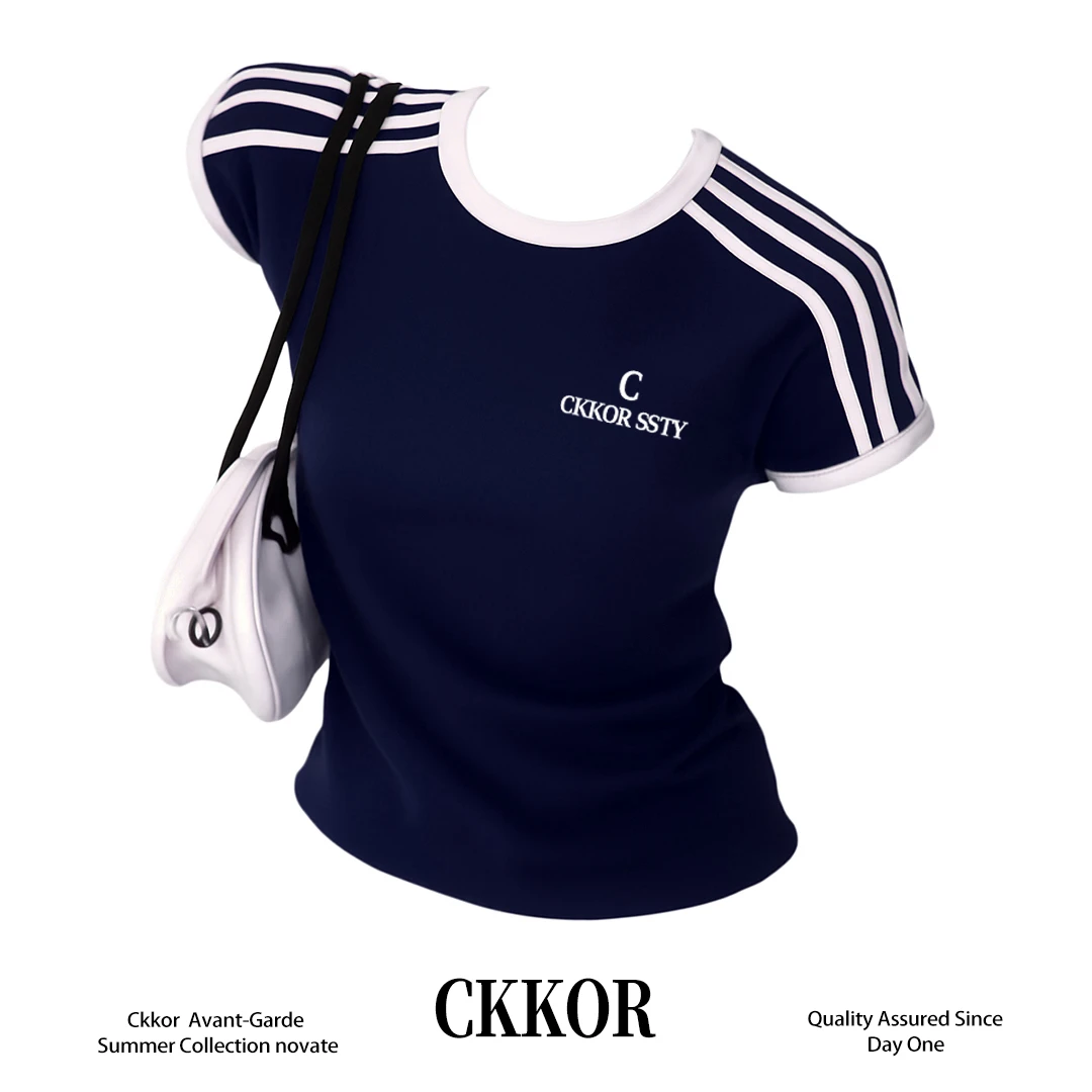 CKKOR韩版夏季新款爆款女t恤显瘦印花短袖上衣设计感洋气时尚百搭