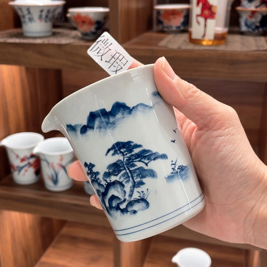釉下手绘茶具微瑕