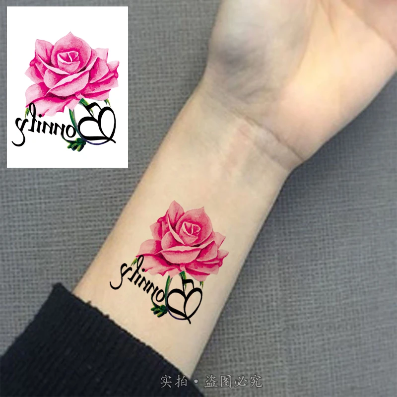 纹身贴粉色系玫瑰花女款防水持久逼真唯美高颜值手腕锁骨脚踝贴纸