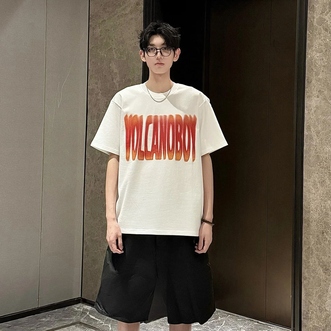 HN潮牌-夏季多色幻影字母印花圆领短袖T恤男数码直喷眩晕港风半袖