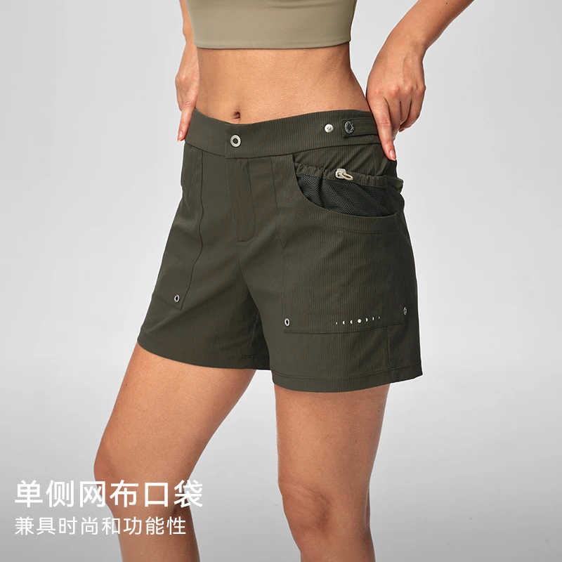 女士工装抽绳可调节网布弹力舒适运动休闲跑步短裤粒子狂热ST019