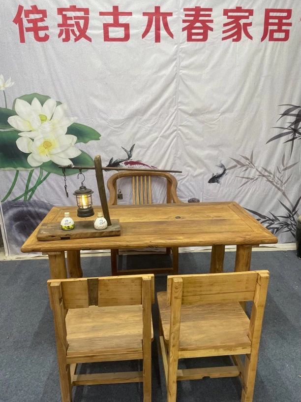 原木色禅意风化老门板简约复古风格纹理清晰桌椅客服咨询下单实木