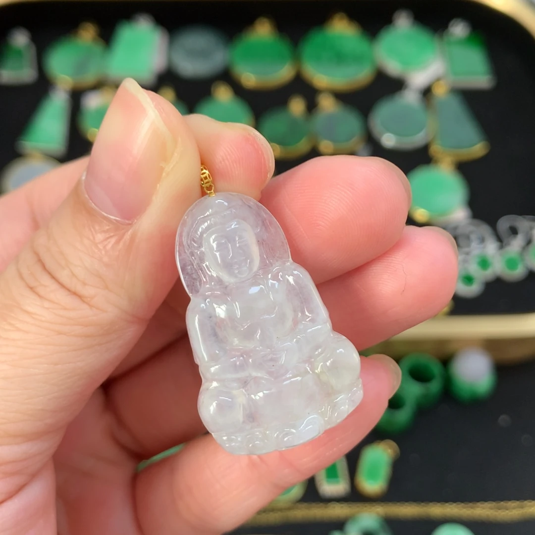 翡翠18K金镶嵌吊坠(不含链)有棉