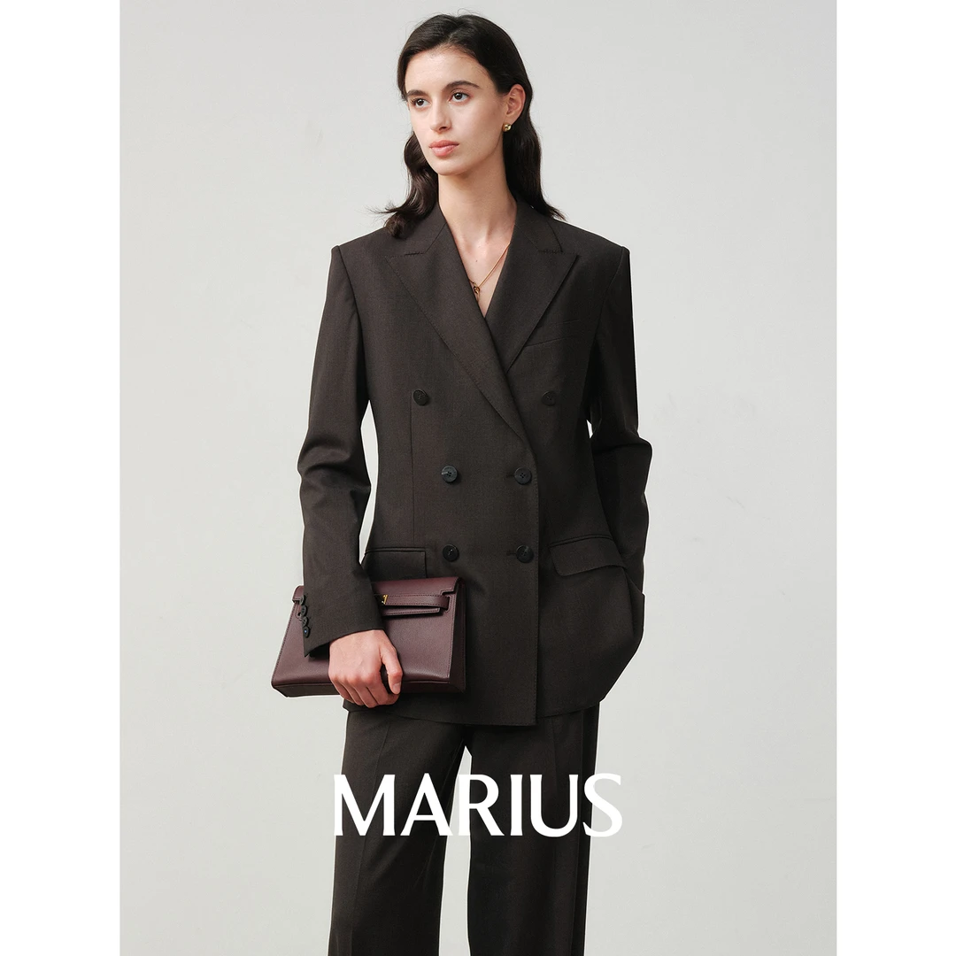 MARIUS"皇后街三件套"合身收腰六粒扣西装套装