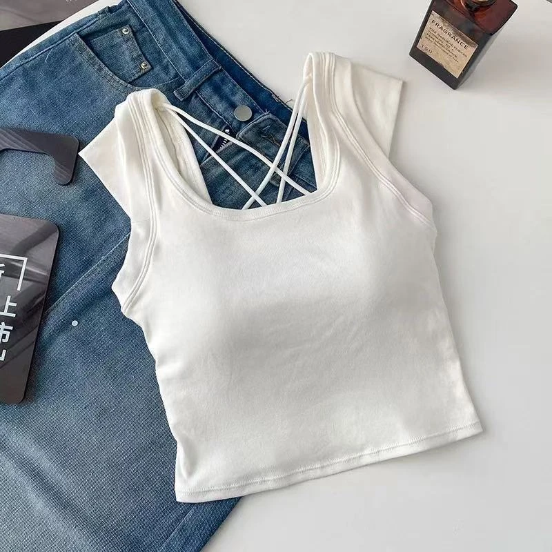 A30-4白色“后系带”美背上衣