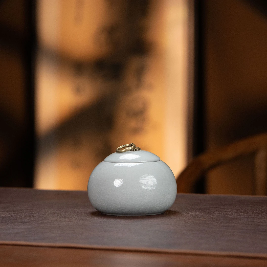 【利贞｜哥窑天青茶叶罐】陶瓷可开片密封罐 约270ml 福利系列DC