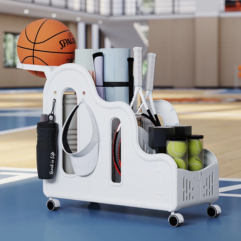 可移动球类收纳架家用运动健身器材多功能置物架室内瑜伽垫收纳筐