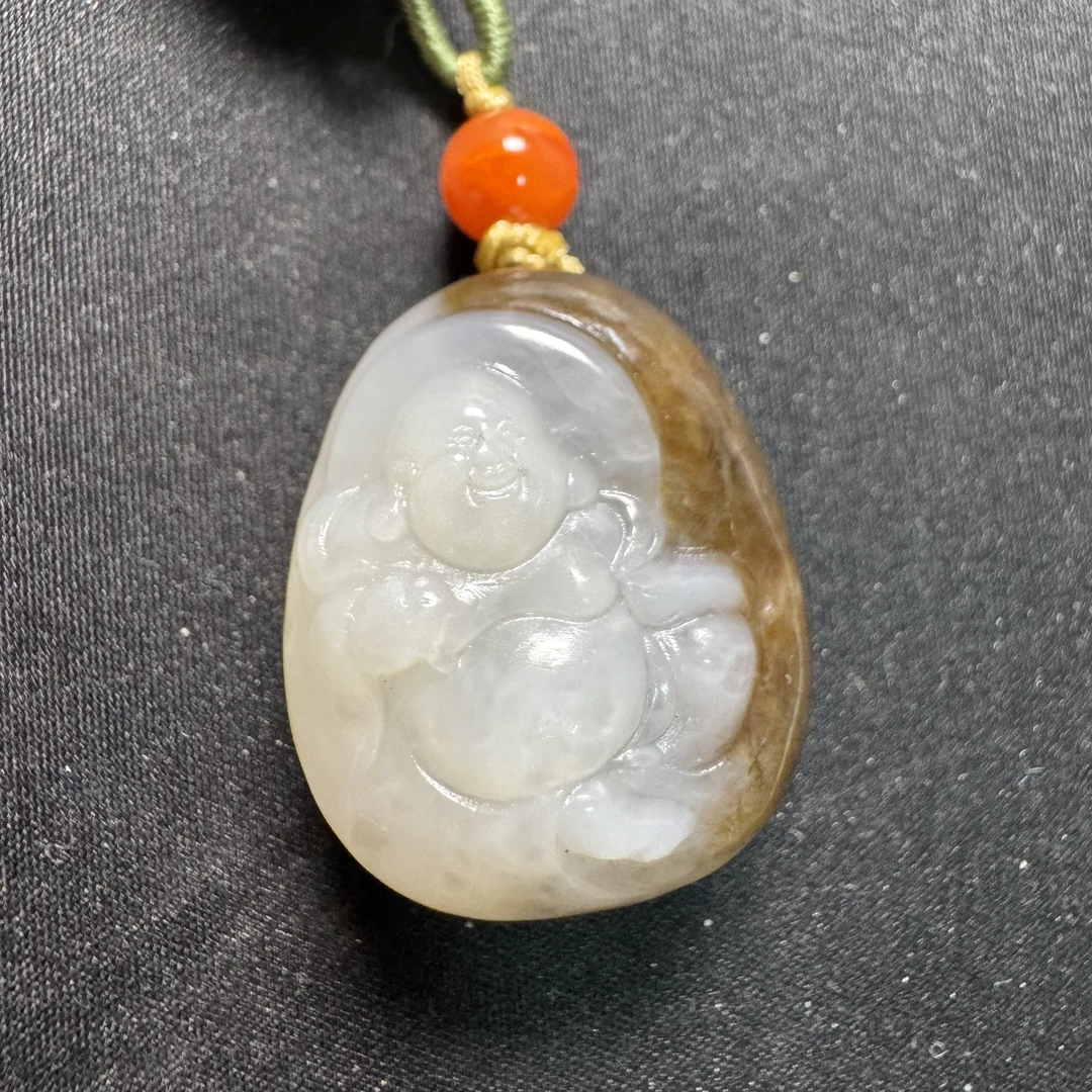 1349-和田玉俏色俏雕弥勒（微瑕）特惠不退换