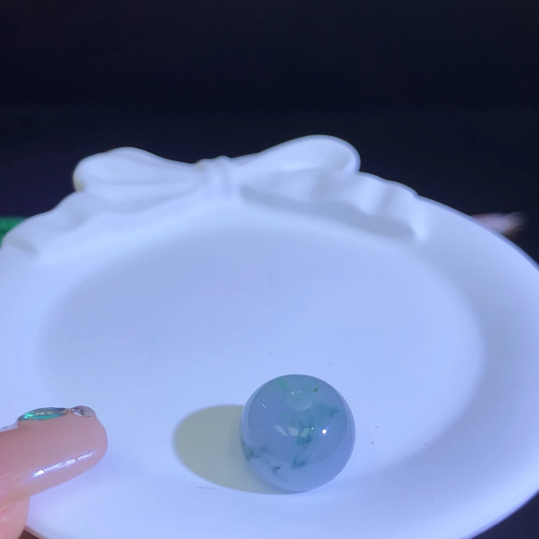 散珠翡翠天然缅甸翡翠肉扣卡14厚10.4飘绿花