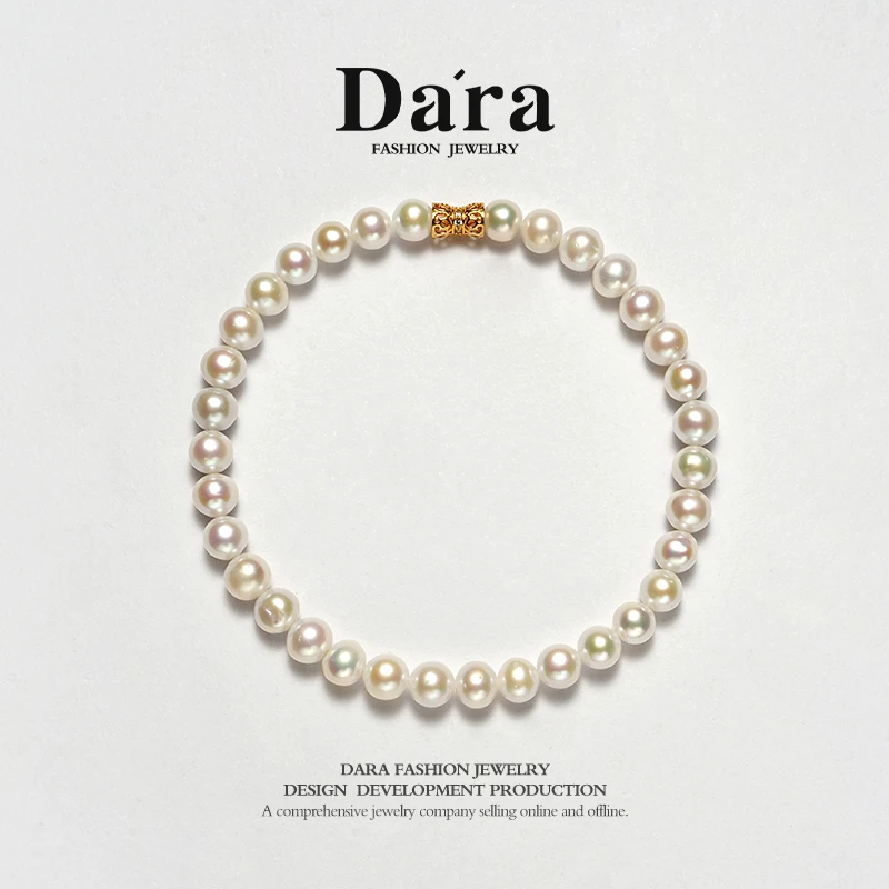 【婕妤甄选】5-6mmS925银天然淡水珍珠手链 弹力绳设计款