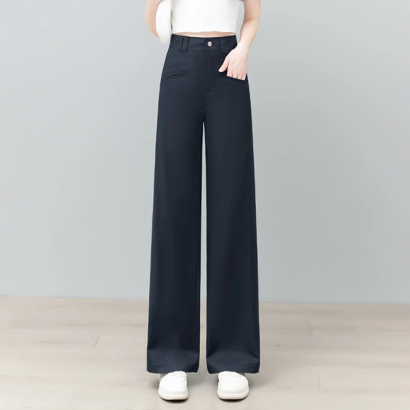 歌哥弟阿玛天丝棉阔腿裤女夏季薄款2025新款高腰垂感休闲直筒裤子