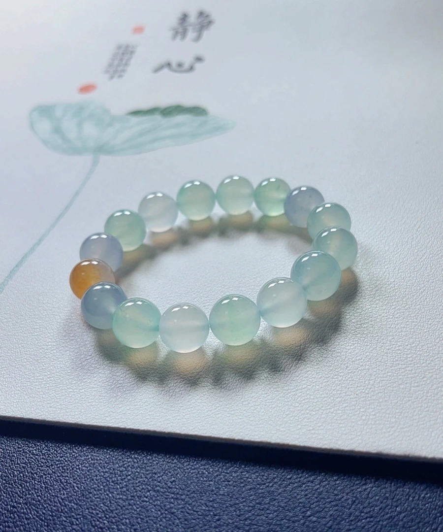 天然A货翡翠正冰种马卡龙手串