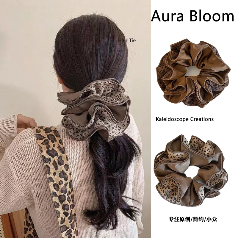 秋冬豹纹美拉德气质大肠发圈复古豹纹四层大肠发圈百搭简约发圈
