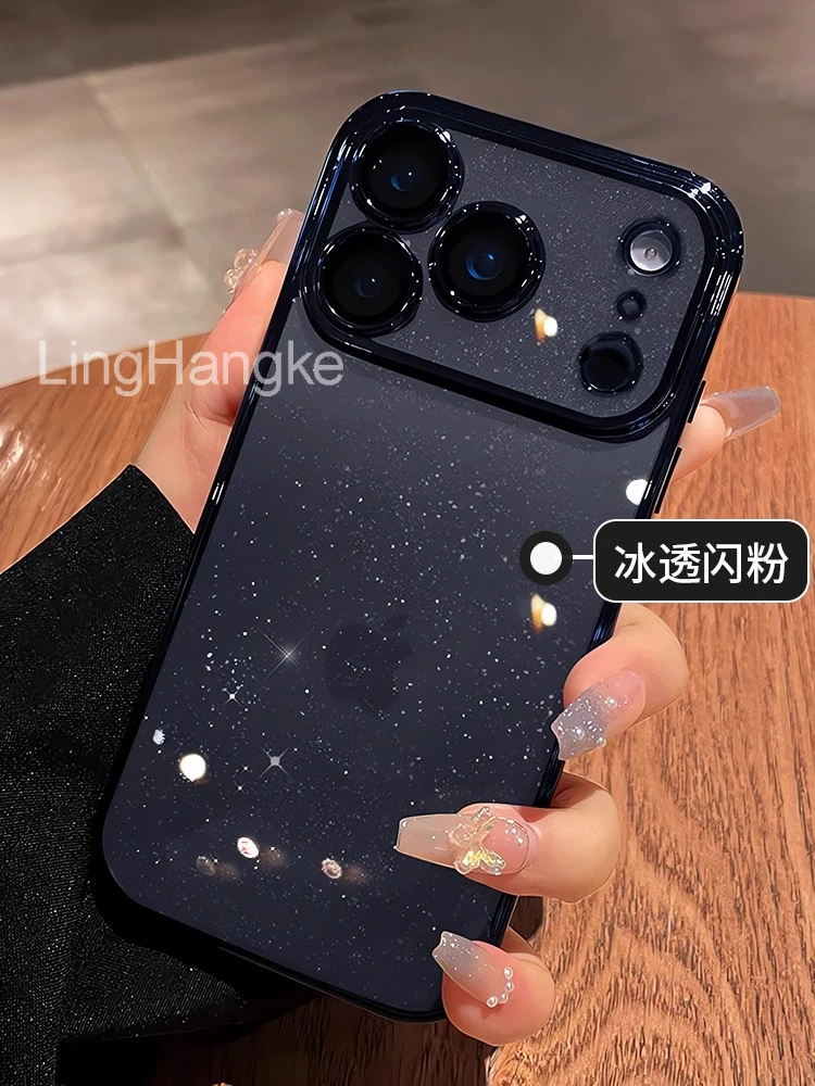 AI按键适用iphone17promax透明闪粉16pro镜头全包轻奢13手机壳17