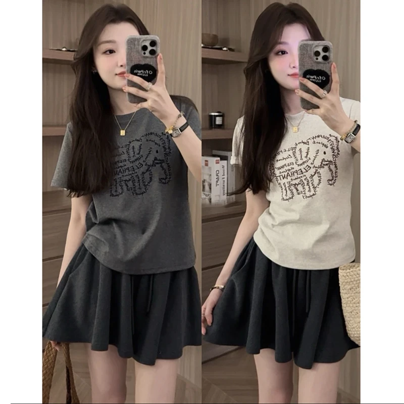 宽松短袖T恤女2025夏季新款设计感小众时尚休闲洋气百搭显瘦上衣