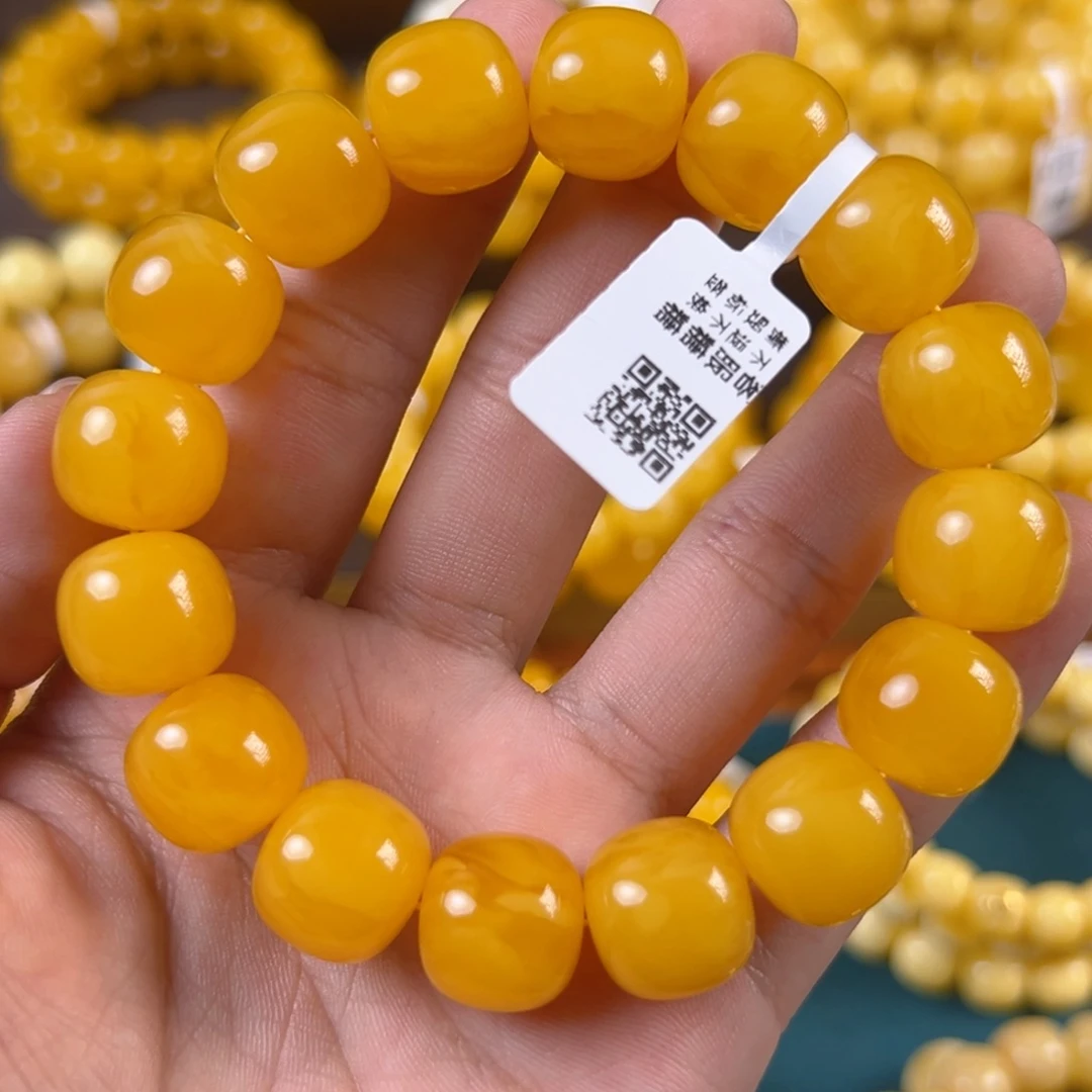 琥珀未镶嵌手串30.3g焦皮同料老型14mm kk