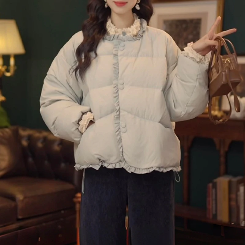 运动休闲通勤风长袖棉服2025时尚气质小个子韩版显瘦纯色拼接外套