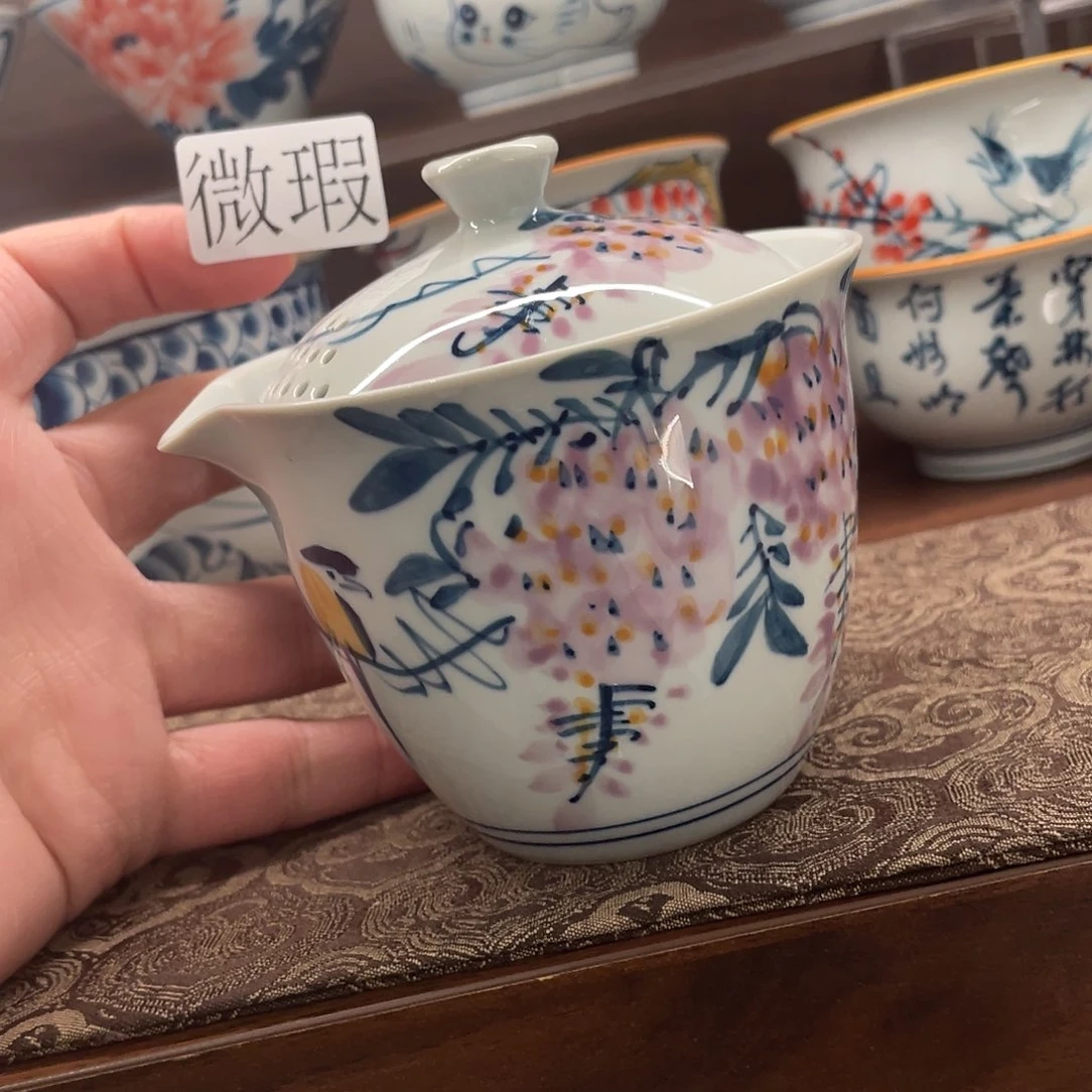 釉下手绘茶具微瑕