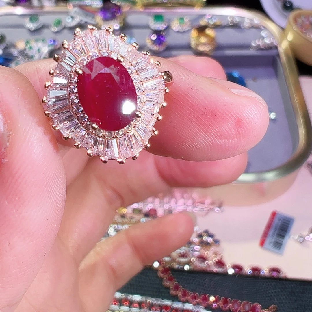 银S925镶嵌红宝石珠宝奇石