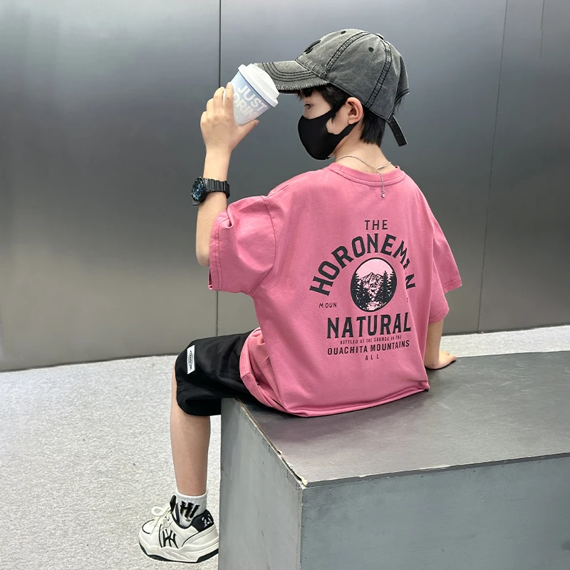 男童短袖T恤夏季2025新款中大童夏装男孩纯棉儿童薄款帅气上衣潮t