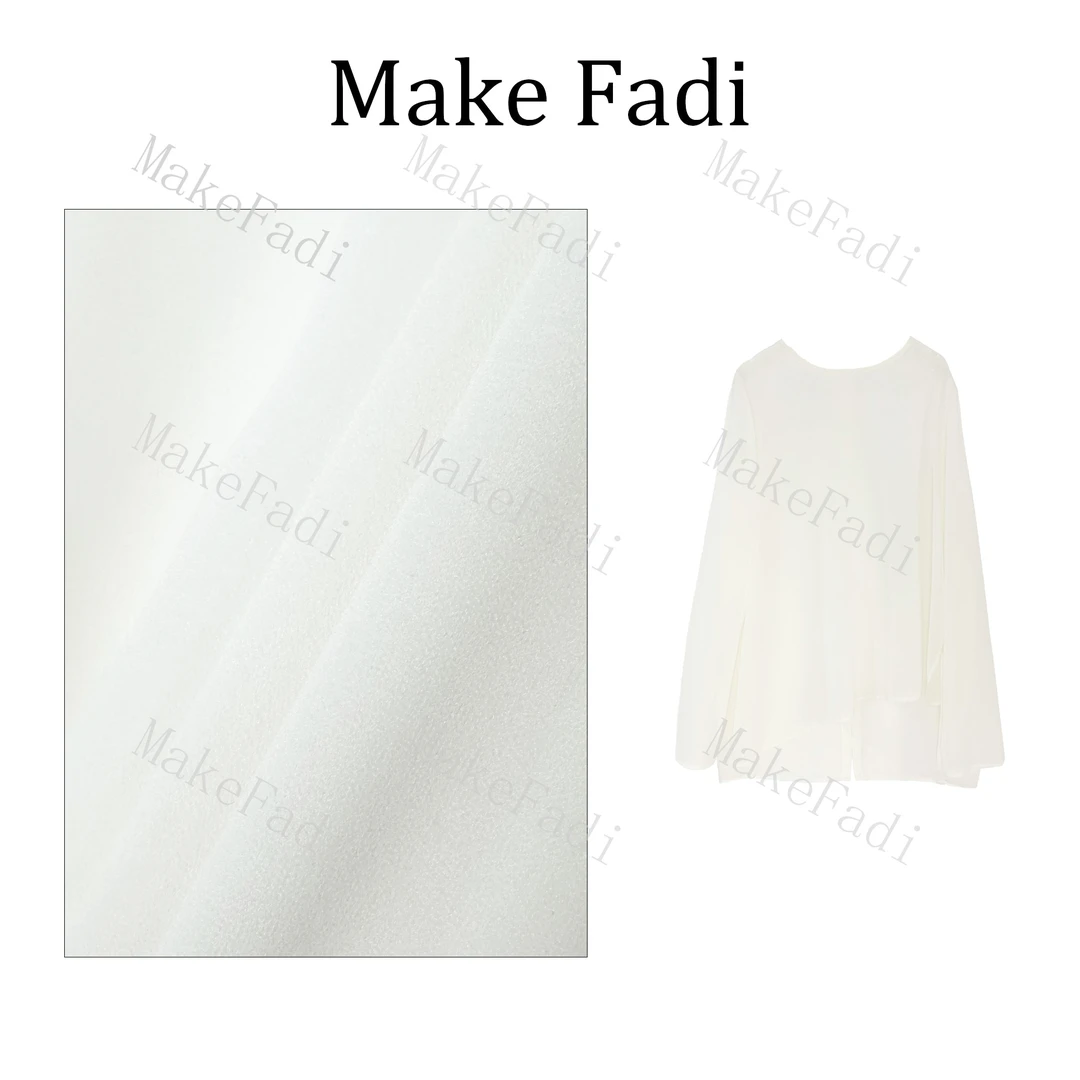 MakeFadi/妙珂梵迪宽松圆领显瘦气质时尚不规则开叉设计感上衣