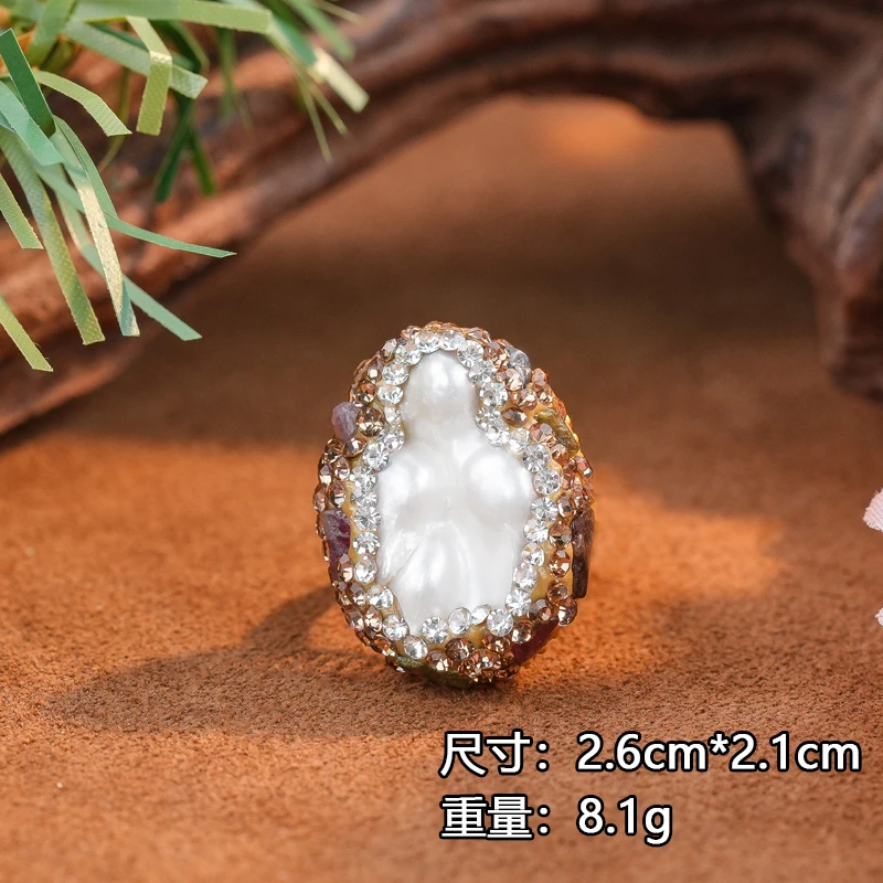 铜合金戒指 气质白色时尚复古指环镶嵌银戒银制戒子5606-3