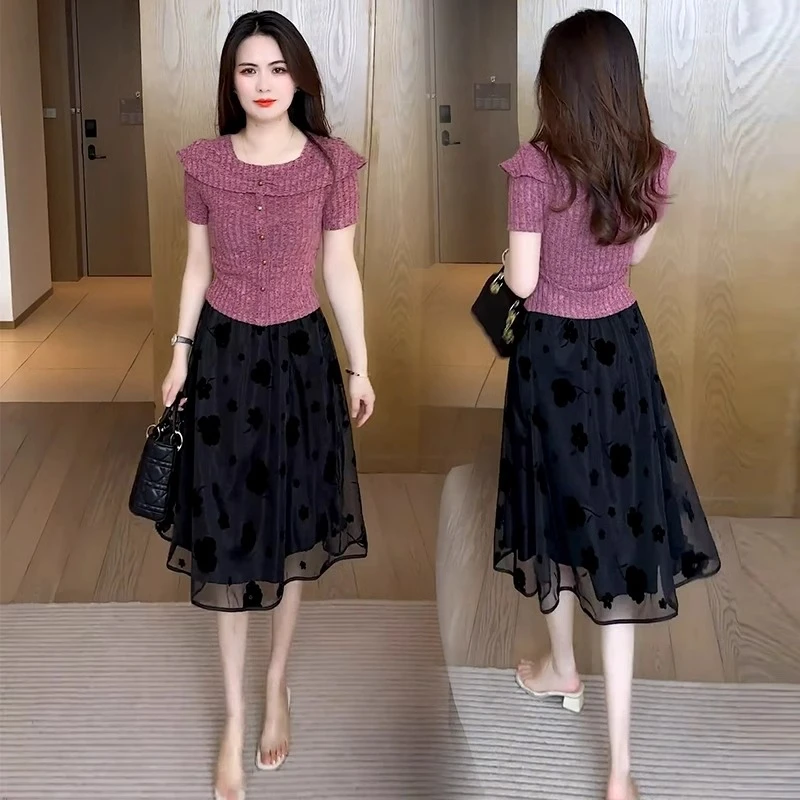 时尚套装女2025夏季新款洋气显瘦短袖T恤上衣女两件洋气套装