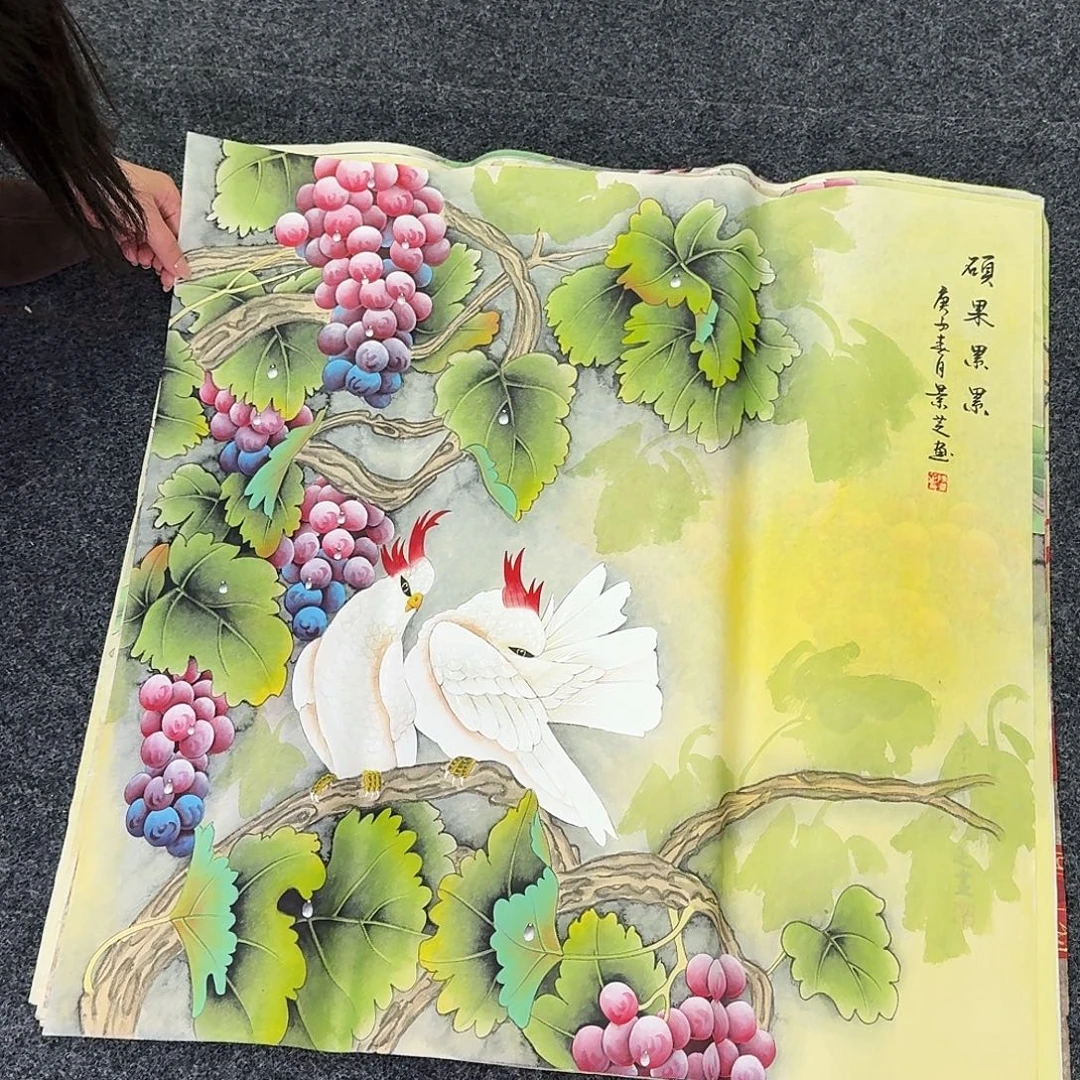 纯手绘国画作品好看斗方