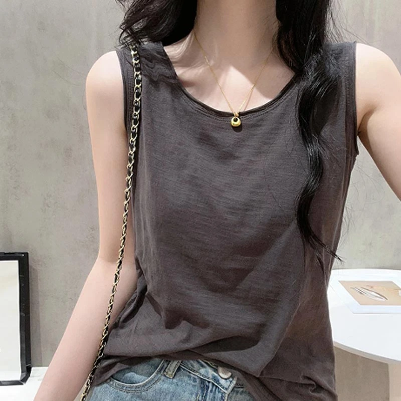 2025夏季新款欧货透气工字背心吊带女纯欲辣妹风宽松打底无袖上衣