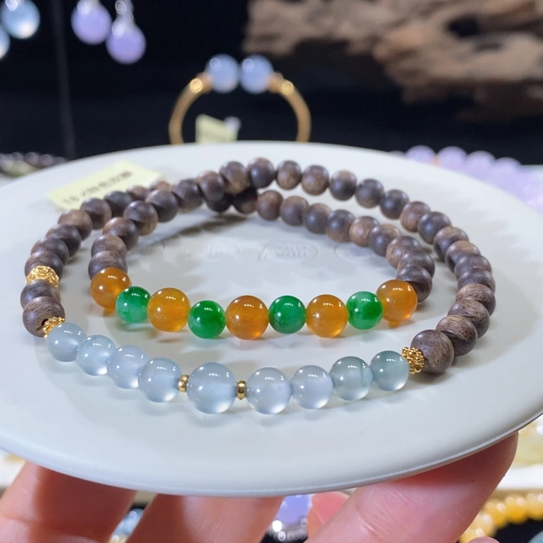 翡翠18K金镶嵌颈饰双圈